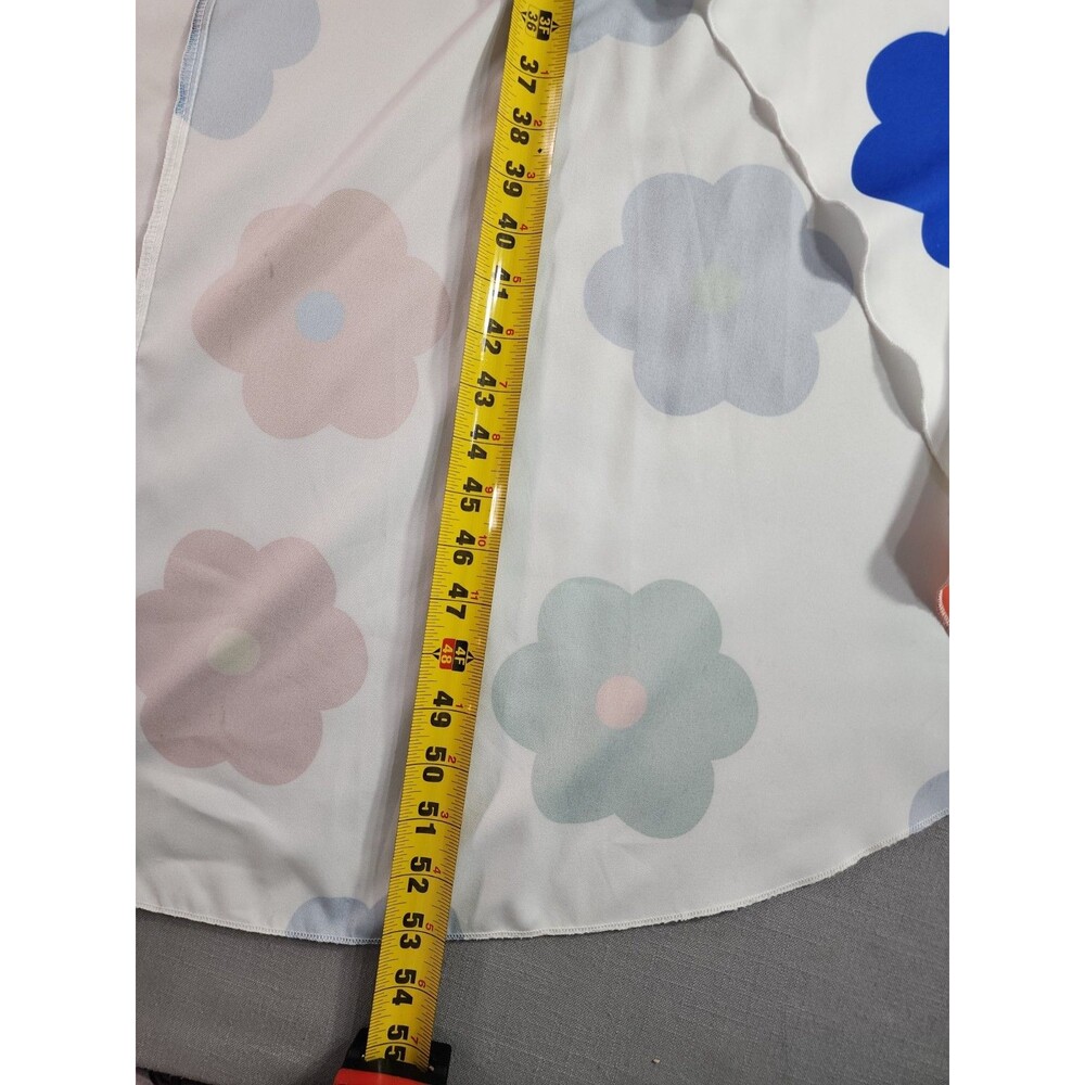 Women's White Colorful Floral Print High-Low Shirt Dress Long Sleeve Collared 2x - Picture 7 of 7